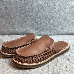 Sanuk Brown Woven Leather Mule Sandals